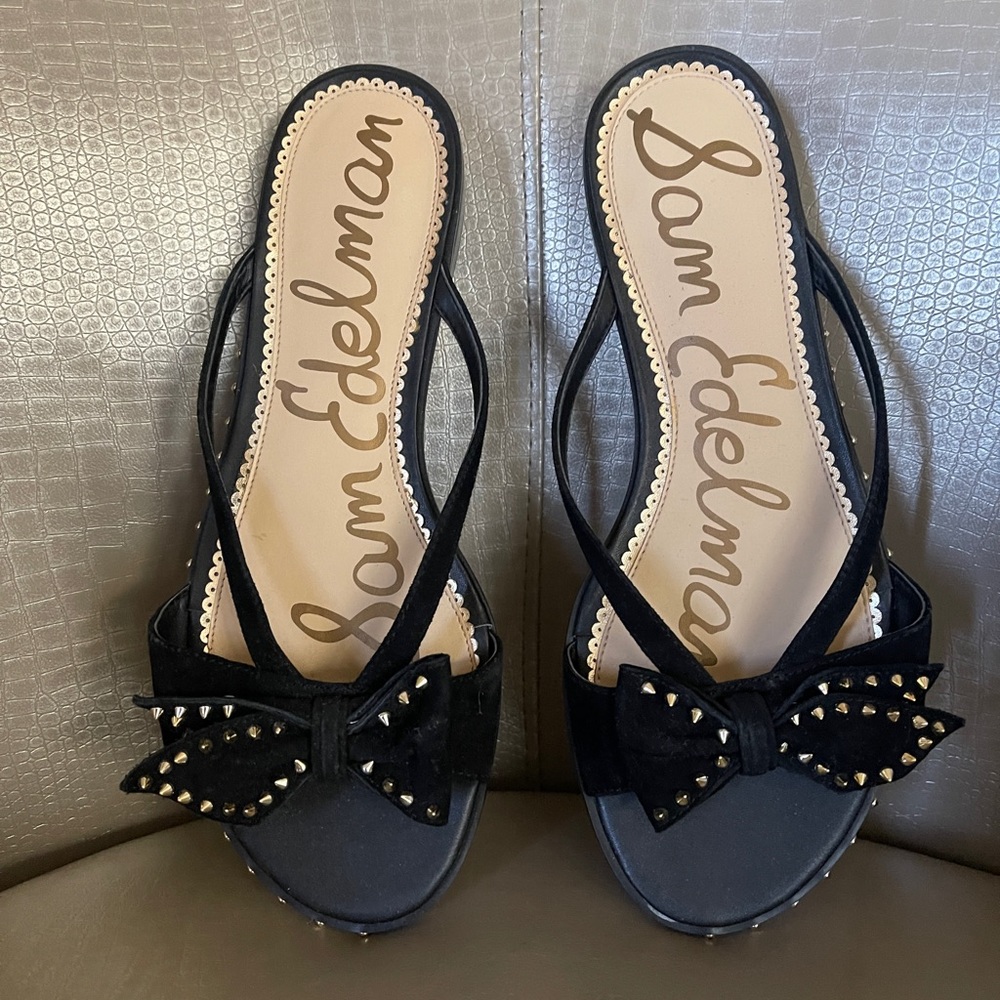 Sam Edelman black suede sandals with silver studs. Super cute. Wore one time.